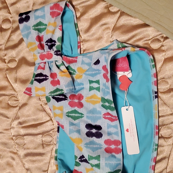 NWT Printed Off Shoulder Swim Top - Picture 4 of 5